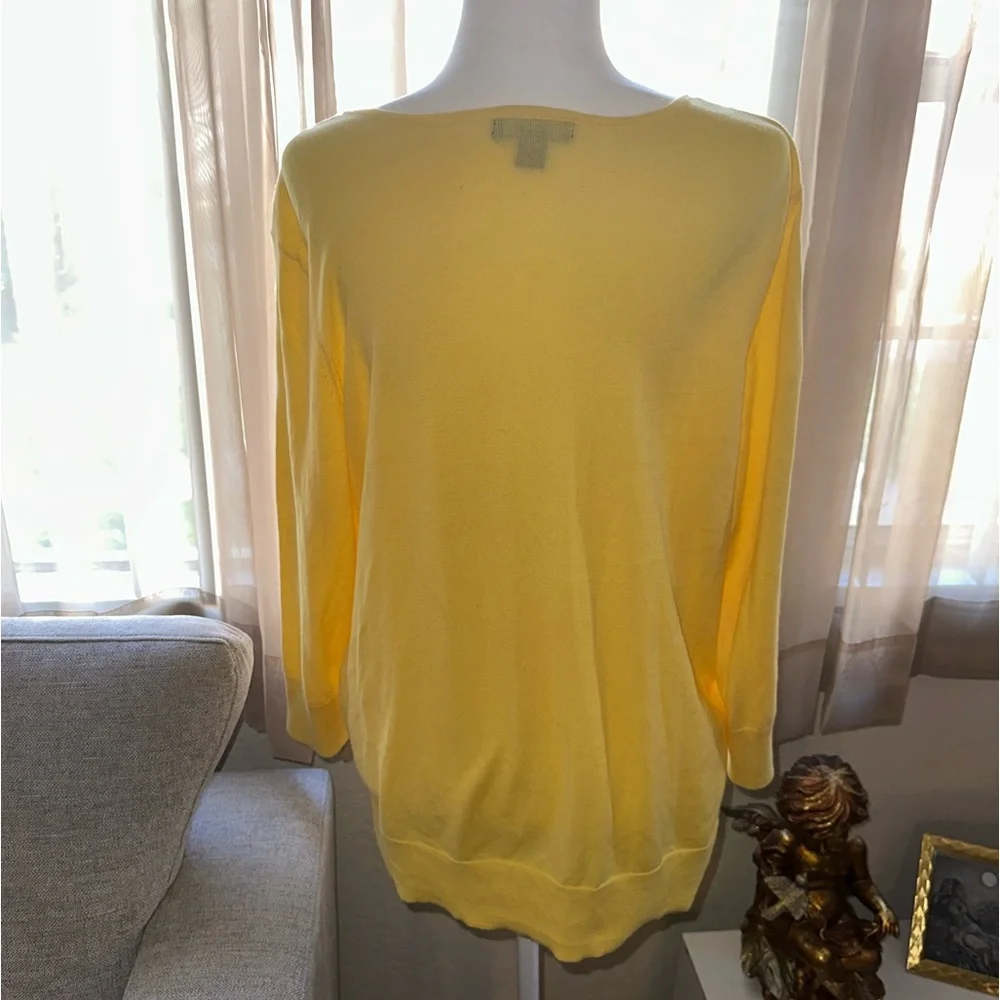 Chaps Yellow Button up Sweater size 1X 100% Cotton